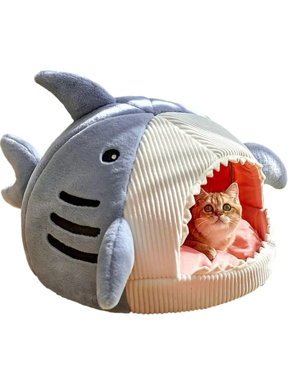 New Shark-Shaped Cat Mat Cozy Semi-Closed Bed Hideout for Kittens & Small Dogs
